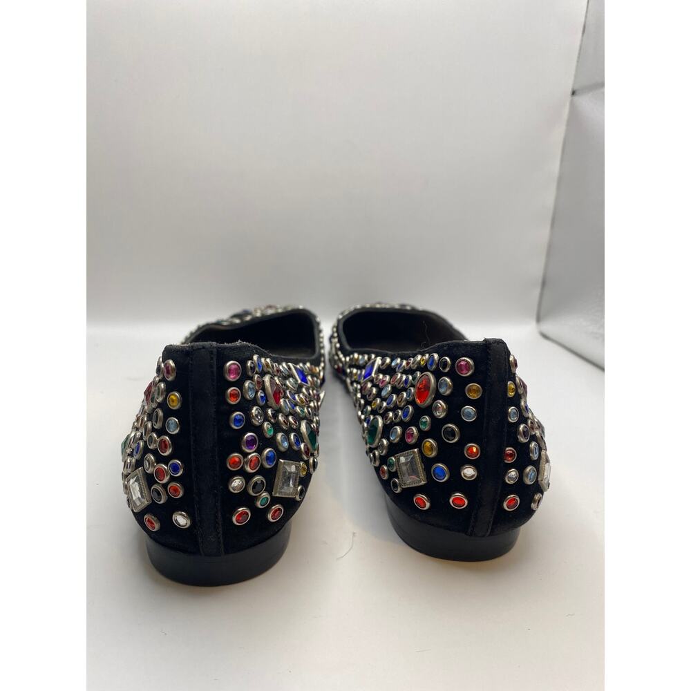 Jeffrey Campbell Ibiza Last Jeweled Flats Size 10 Black Suede - Picture 5 of 13